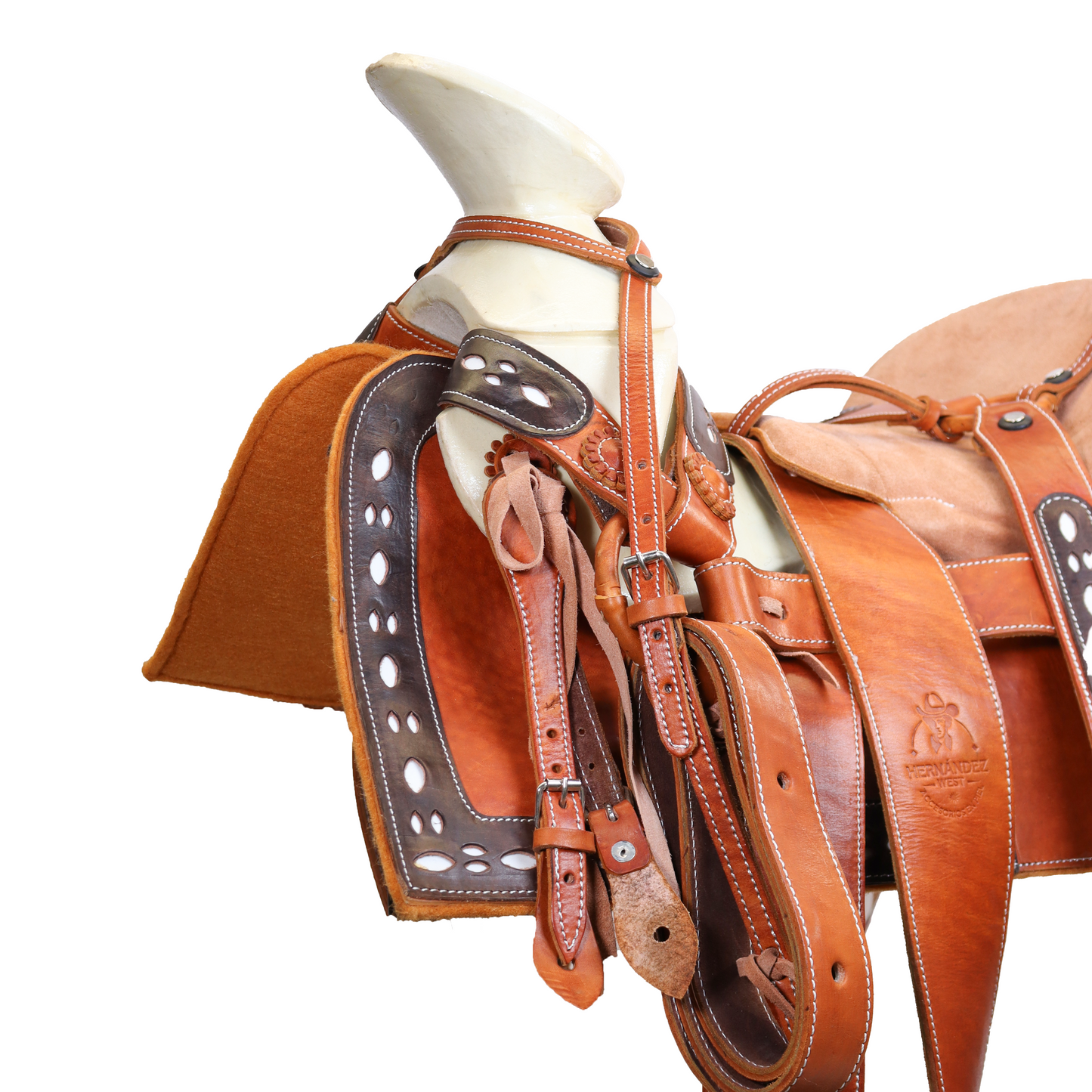 Montura Charra Cuadrada De Vaqueta Miel HW801