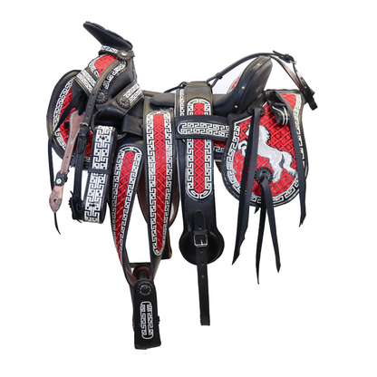 Montura Bordada  Cola De Pato Roja HW815