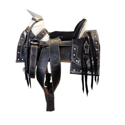 Montura Charra Cuadrada De Vaqueta Negra HW803