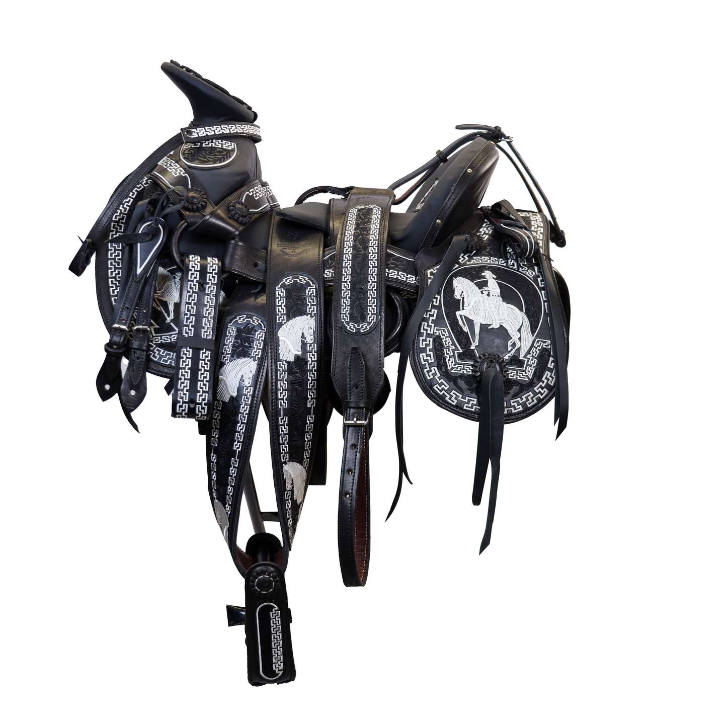 Montura Bordada Cola De Pato Negra HW819