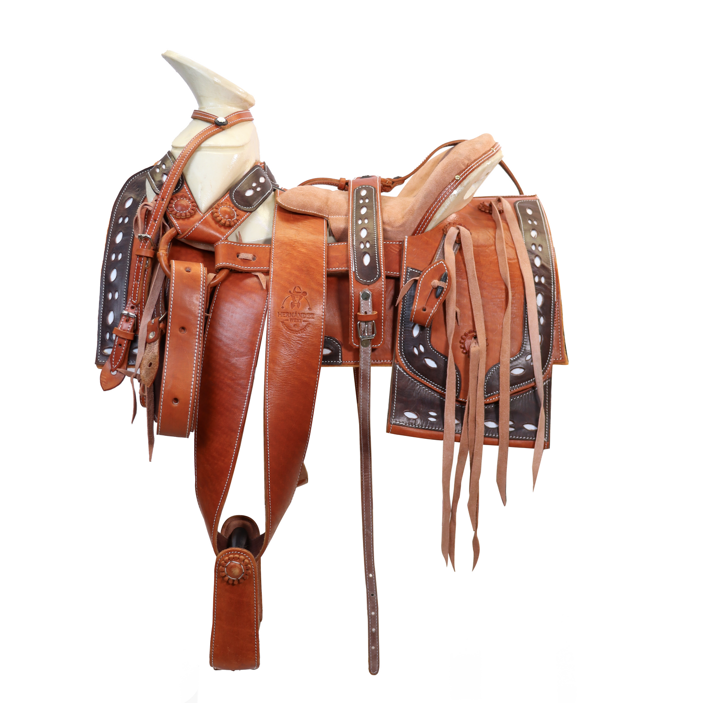 Montura Charra Cuadrada De Vaqueta Miel HW801