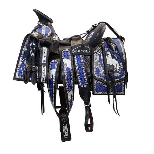 Montura Bordada Cuadrada Azul HW814