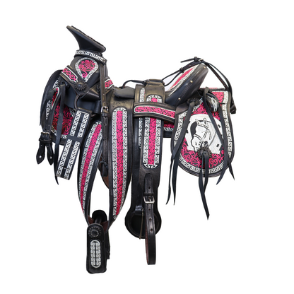 Montura Bordada Cola De Pato Rosa HW810