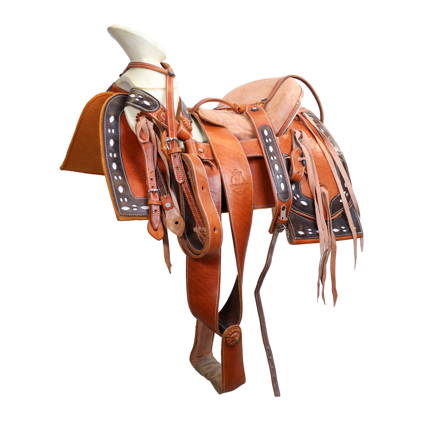 Montura Charra Cuadrada De Vaqueta Miel HW801