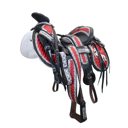 Montura Bordada  Cola De Pato Roja HW815