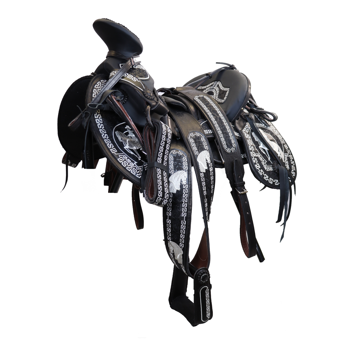 Montura Bordada Cola De Pato Negra HW819