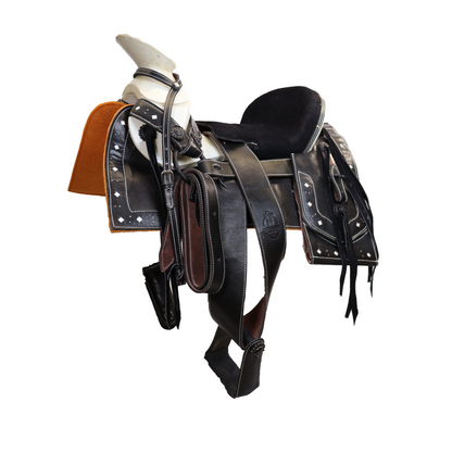 Montura Charra Cuadrada De Vaqueta Negra HW803