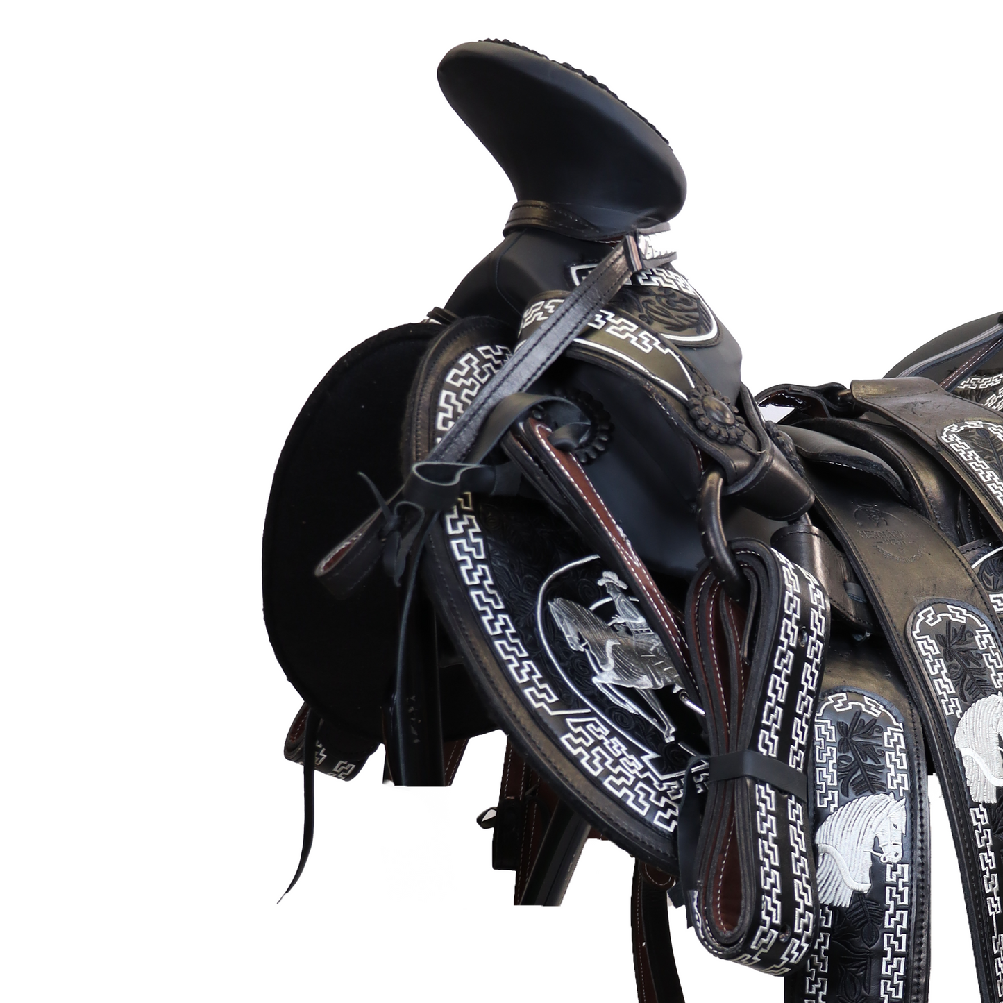 Montura Bordada Cola De Pato Negra HW819